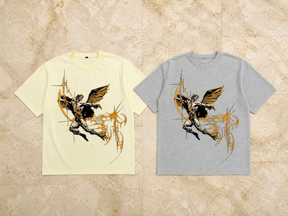Custom printed t-shirts on marble